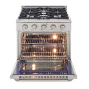 Kucht 5-Piece Appliance Package - 30-Inch Dual Fuel Range in Natural Gas, 36-Inch Refrigerator, Dishwasher, Wall Mount Range Hood, & Microwave Wall Oven in Stainless Steel