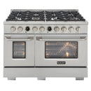 Kucht Horus 48-Inch Dual Fuel Range in Propane Gas with  6.7 cu. ft. Electric Oven & 8 Gas Burners in Stainless Steel with Digital Thermostat (KXP48-SS/LP)