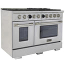 Kucht Horus 48-Inch Dual Fuel Range in Propane Gas with  6.7 cu. ft. Electric Oven & 8 Gas Burners in Stainless Steel with Digital Thermostat (KXP48-SS/LP)