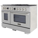 Kucht Horus 48-Inch Dual Fuel Range in Propane Gas with  6.7 cu. ft. Electric Oven & 8 Gas Burners in Stainless Steel with Digital Thermostat (KXP48-SS/LP)
