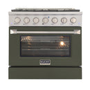 Kucht 36-Inch 5.2 Cu. Ft. Propane Gas Range with Sealed Burners and Convection in Olive Green (KNG361/LP-ON)