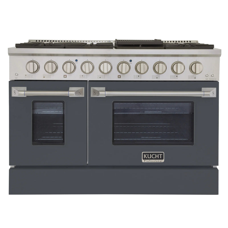 Kucht Professional 48-Inch 6.7 cu ft. Gas Range in Cement Gray with Silver Accents (KNG481-GR)