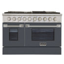 Kucht Professional 48-Inch 6.7 cu ft. Propane Gas Range in Cement Gray with Silver Accents (KNG481/LP-GR)