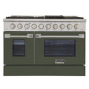 Kucht 48-Inch 6.7 Cu. Ft. Propane Gas Range with Sealed Burners and Convection in Olive Green (KNG481/LP-ON)