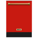 Kostch 24-Inch Top Control Built-In Dishwasher with Bronze Handle & Third Rack in Red (KOS-24DWN06H-R)
