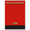 Kostch 24-Inch Top Control Built-In Dishwasher with Bronze Handle & Third Rack in Red (KOS-24DWN06H-R)