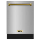 Kostch 24-Inch Top Control Built-In Dishwasher with Bronze Handle & Third Rack in Stainless Steel (KOS-24DWN06H-S)