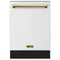 Kostch 24-Inch Top Control Built-In Dishwasher with Bronze Handle & Third Rack in White (KOS-24DWN06H-W)