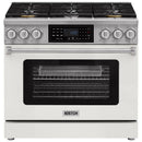 Kostch 36-Inch Tilt Panel Gas Range with 6 Sealed Burners & 6 Cu. Ft. Convection Oven in White (KOS-36RG07T-W)