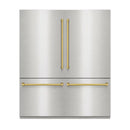 KUCHT 72-Inch 39.6 Cu. Ft. Built-In French Door Refrigerator with Dual Ice Maker in Stainless Steel with Gold Handles (KR720FD-GL)