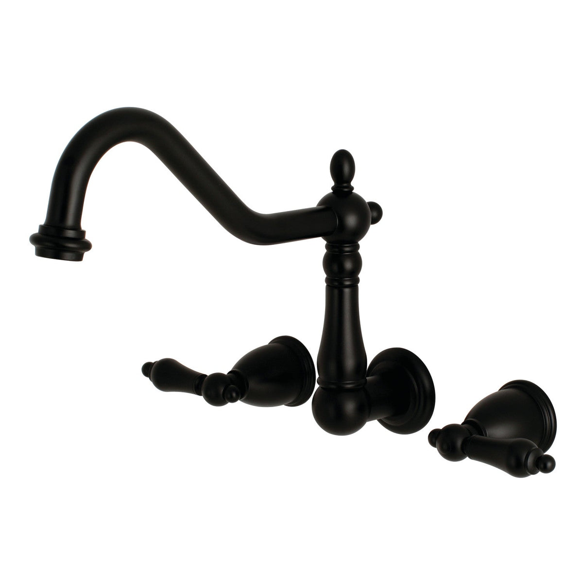 Heritage Two-Handle Wall Mount Roman Tub Faucet in Matte Black