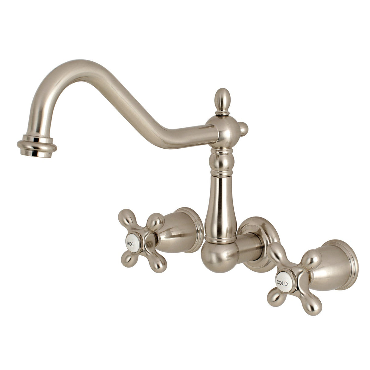 Heritage Two-Handle Wall Mount Roman Tub Faucet in Brushed Nickel