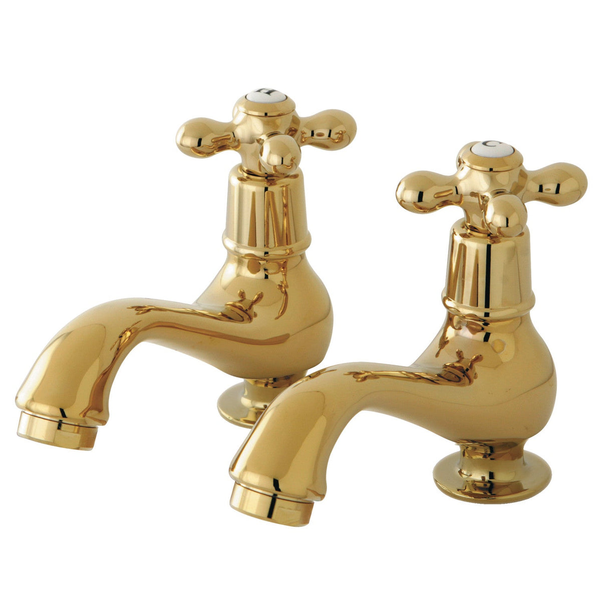 Heritage Basin Tap Faucet with Metal Cross Handle in Polished Brass