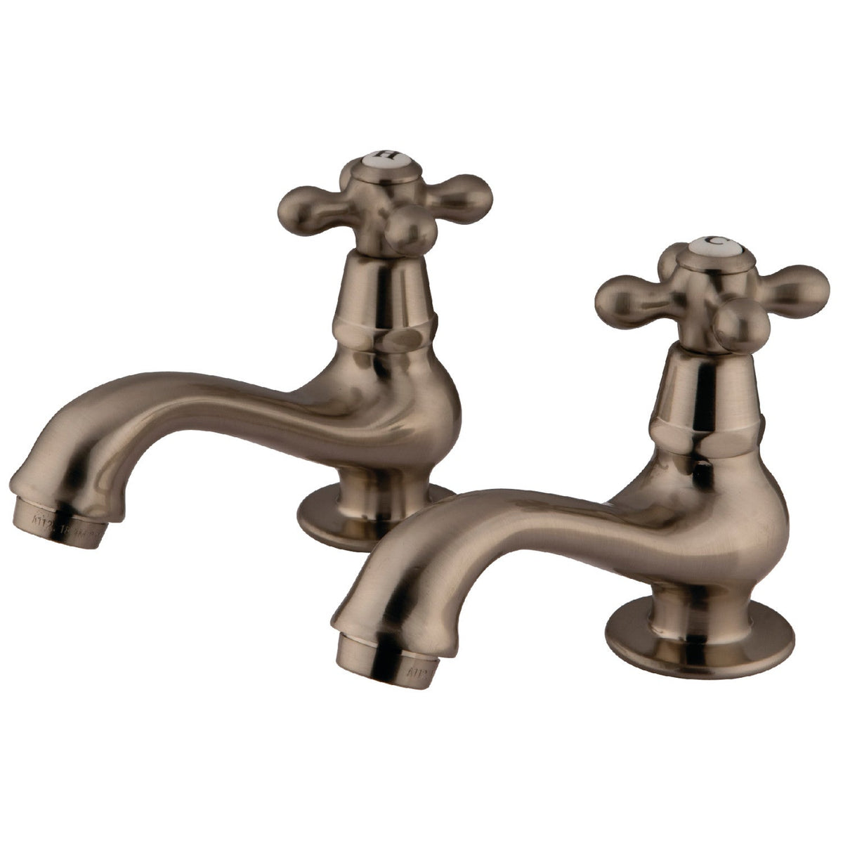 Heritage Basin Tap Faucet with Metal Cross Handle in Brushed Nickel