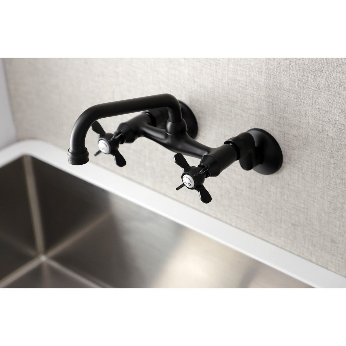 Essex Double-Handle Wall-Mount Bridge Kitchen Faucet in Matte Black