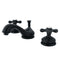 Kingston Brass Heritage Widespread Bathroom Faucet with Brass Pop-Up, Matte Black (KS1160AX)