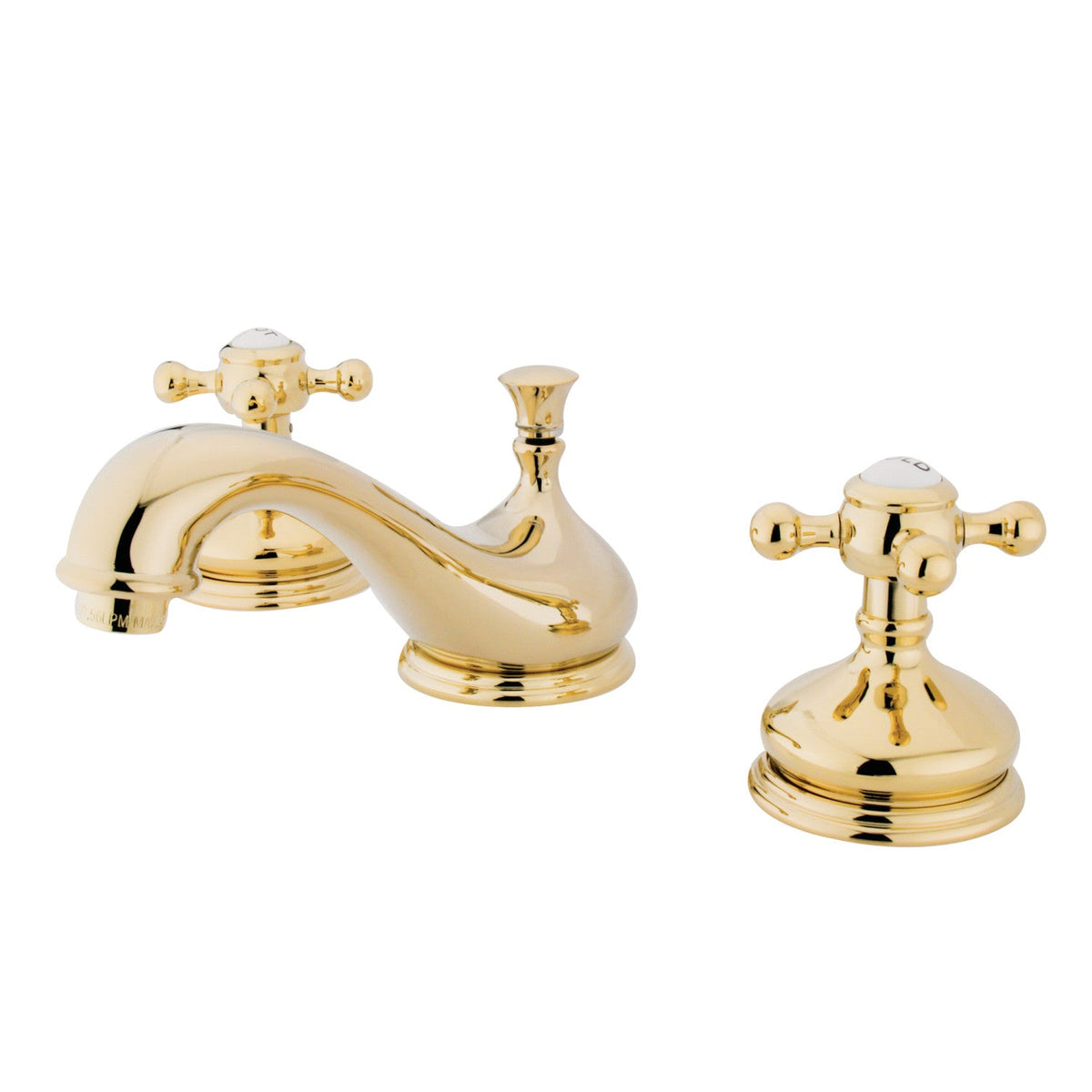 Vintage Widespread Bathroom Faucet with Brass Pop-Up in Polished Brass