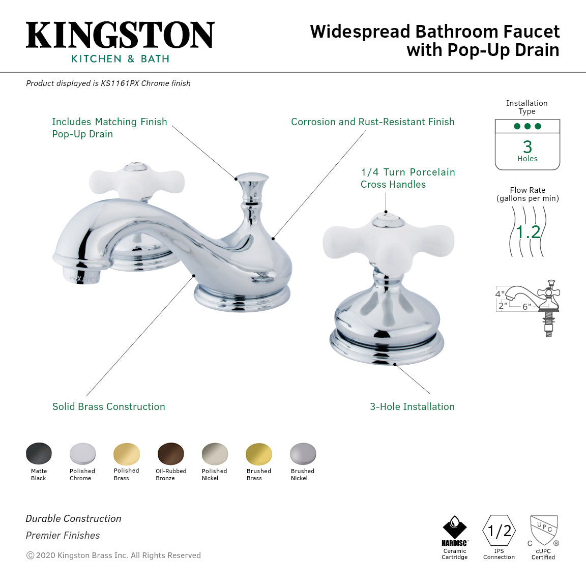 Heritage Widespread Bathroom Faucet with Brass Pop-Up in Oil Rubbed Bronze