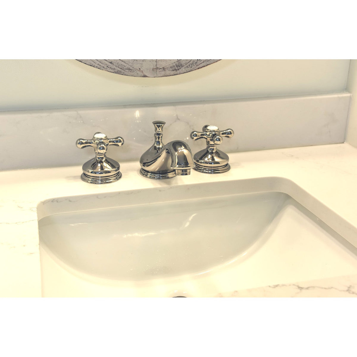 Heritage Widespread Bathroom Faucet with Brass Pop-Up in Polished Nickel