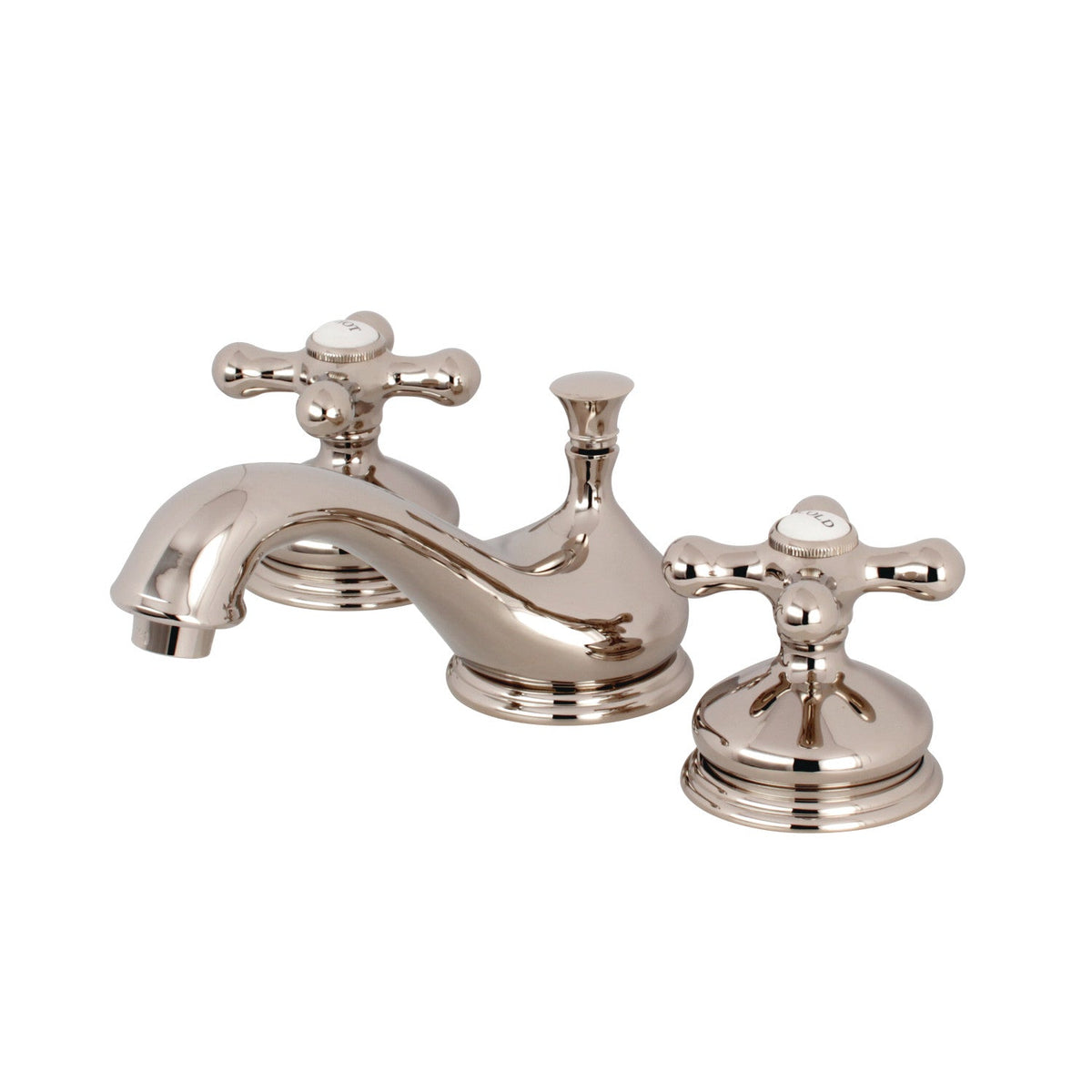 Heritage Widespread Bathroom Faucet with Brass Pop-Up in Polished Nickel