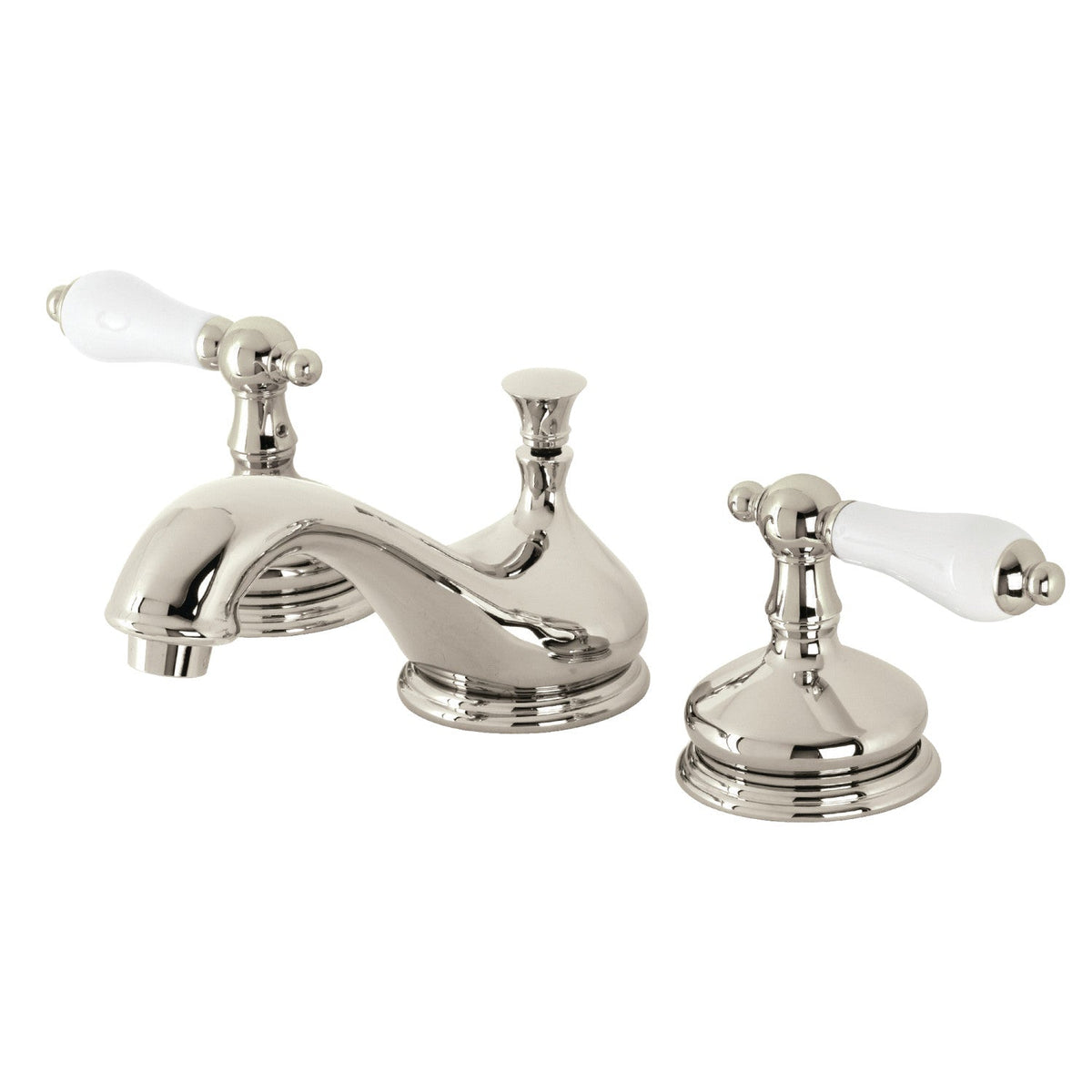 Heritage Widespread Bathroom Faucet with Brass Pop-Up in Polished Nickel