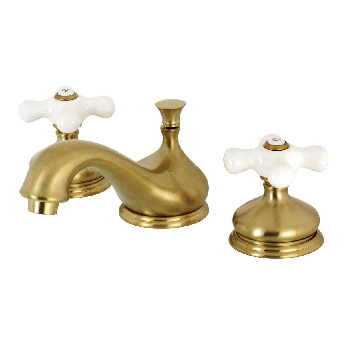 Heritage Widespread Bathroom Faucet with Brass Pop-Up in Brushed Brass