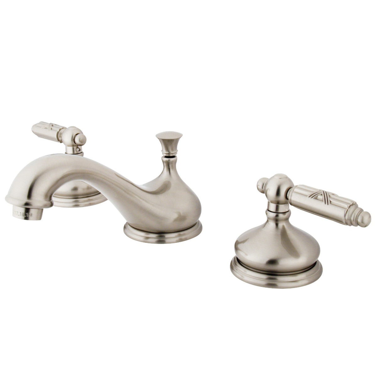Georgian Widespread Bathroom Faucet with Brass Pop-Up in Brushed Nickel