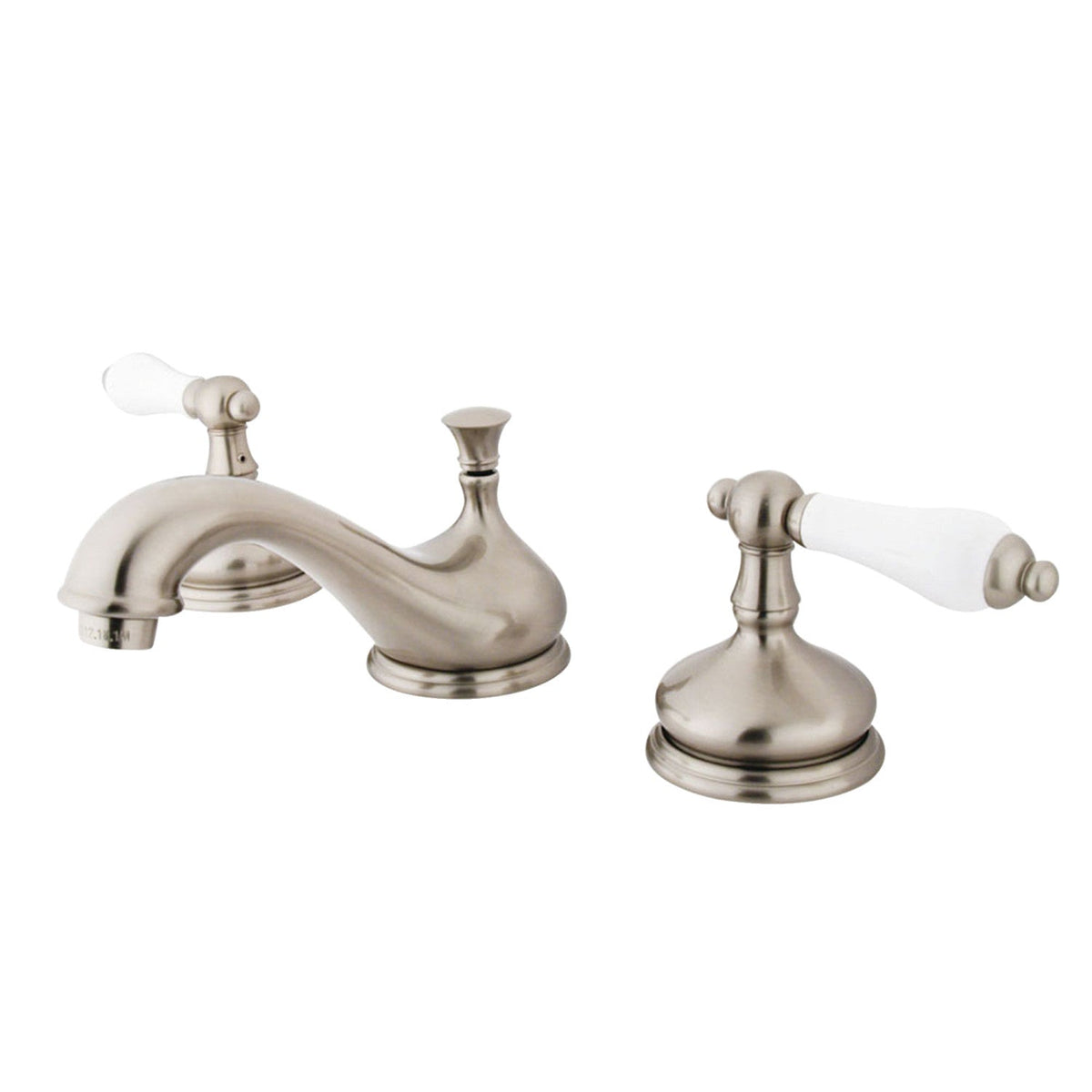 Heritage Widespread Bathroom Faucet with Brass Pop-Up in Brushed Nickel