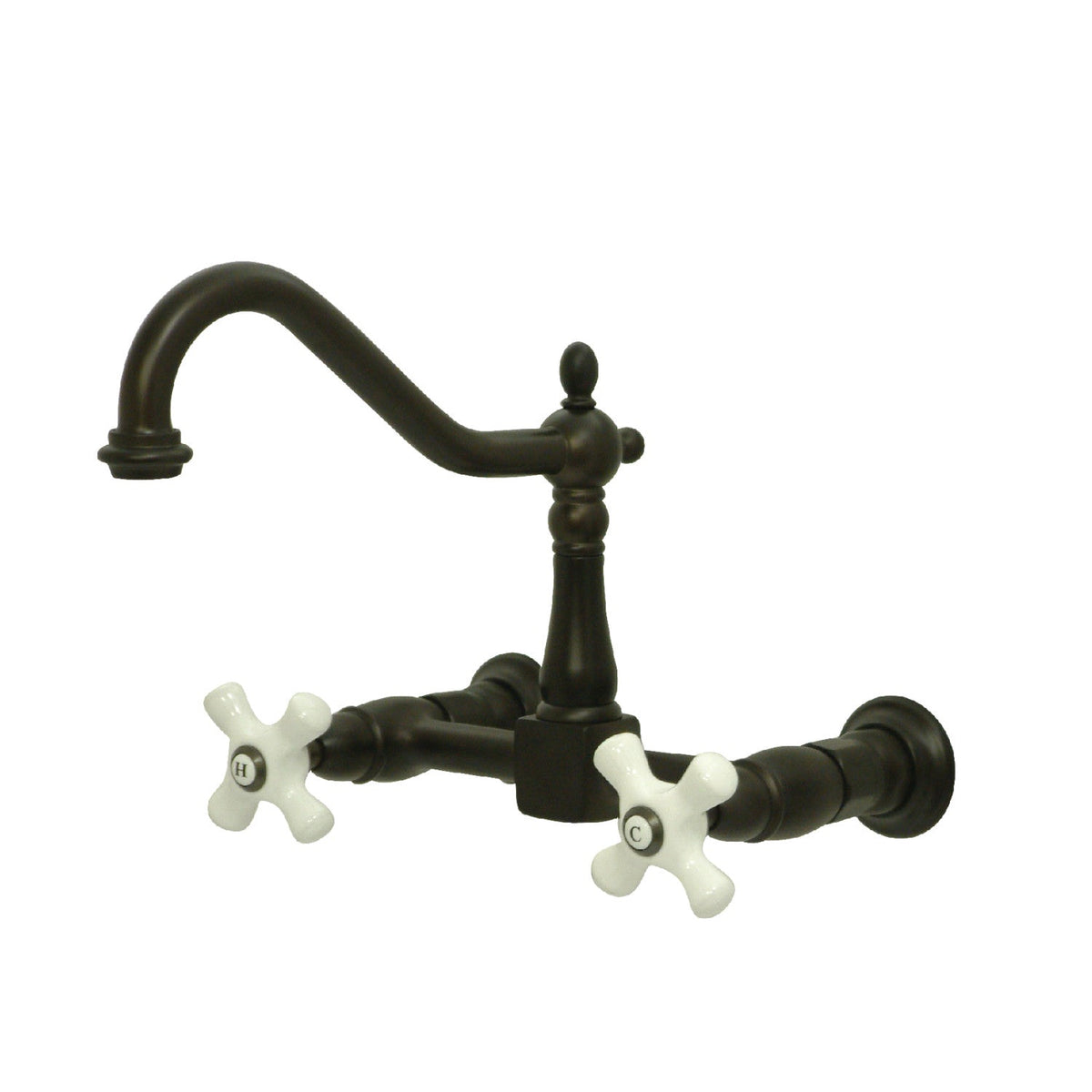 Heritage Double-Handle Wall-Mount Bridge Kitchen Faucet in Oil Rubbed Bronze