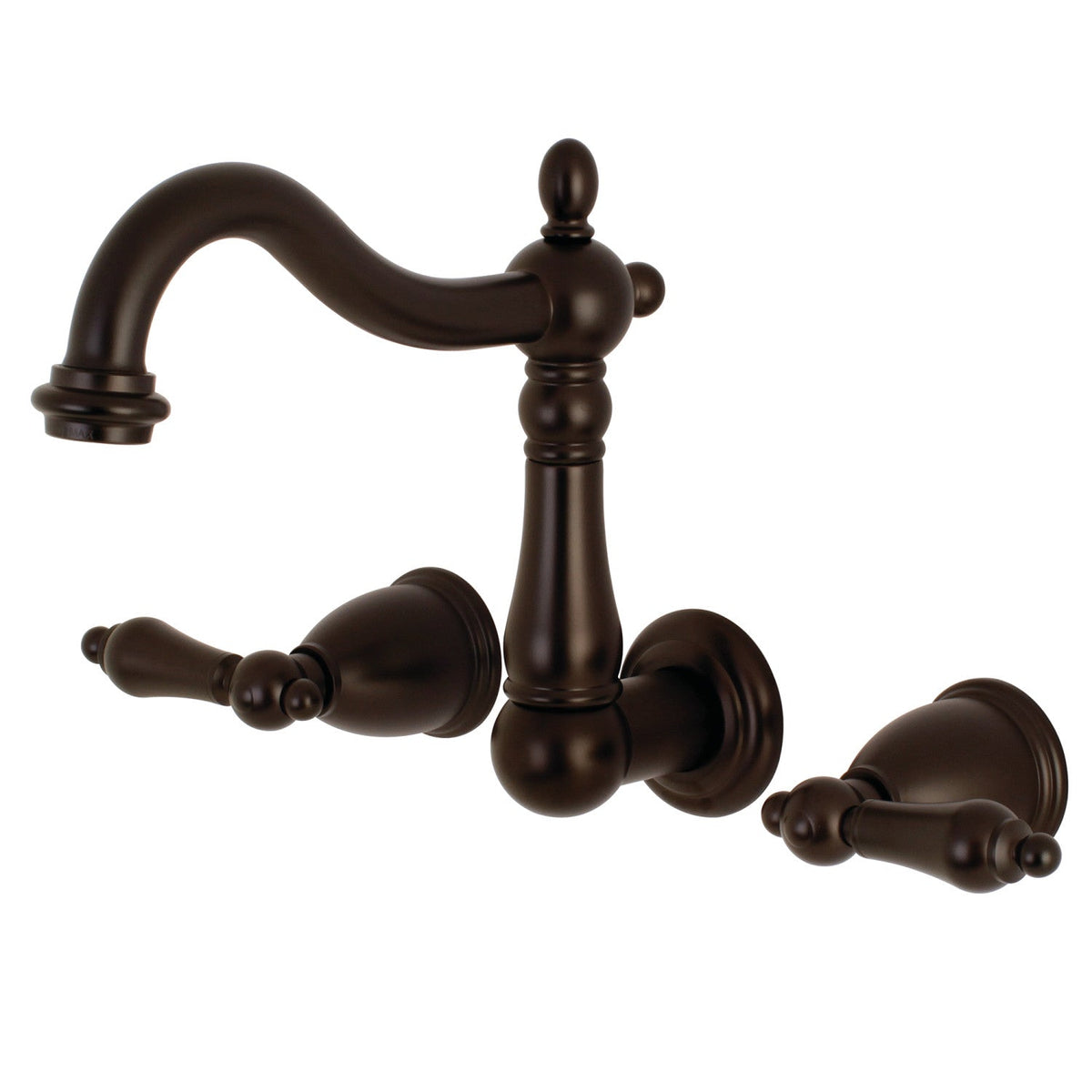Heritage Double-Handle Wall Mount Bathroom Faucet in Oil Rubbed Bronze
