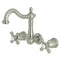 Kingston Brass Heritage Double-Handle Wall Mount Bathroom Faucet, Brushed Nickel (KS1258AX)