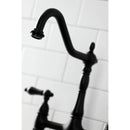 Kingston Brass Heritage Bridge Kitchen Faucet with Brass Side Sprayer, Matte Black (KS1270ALBS)