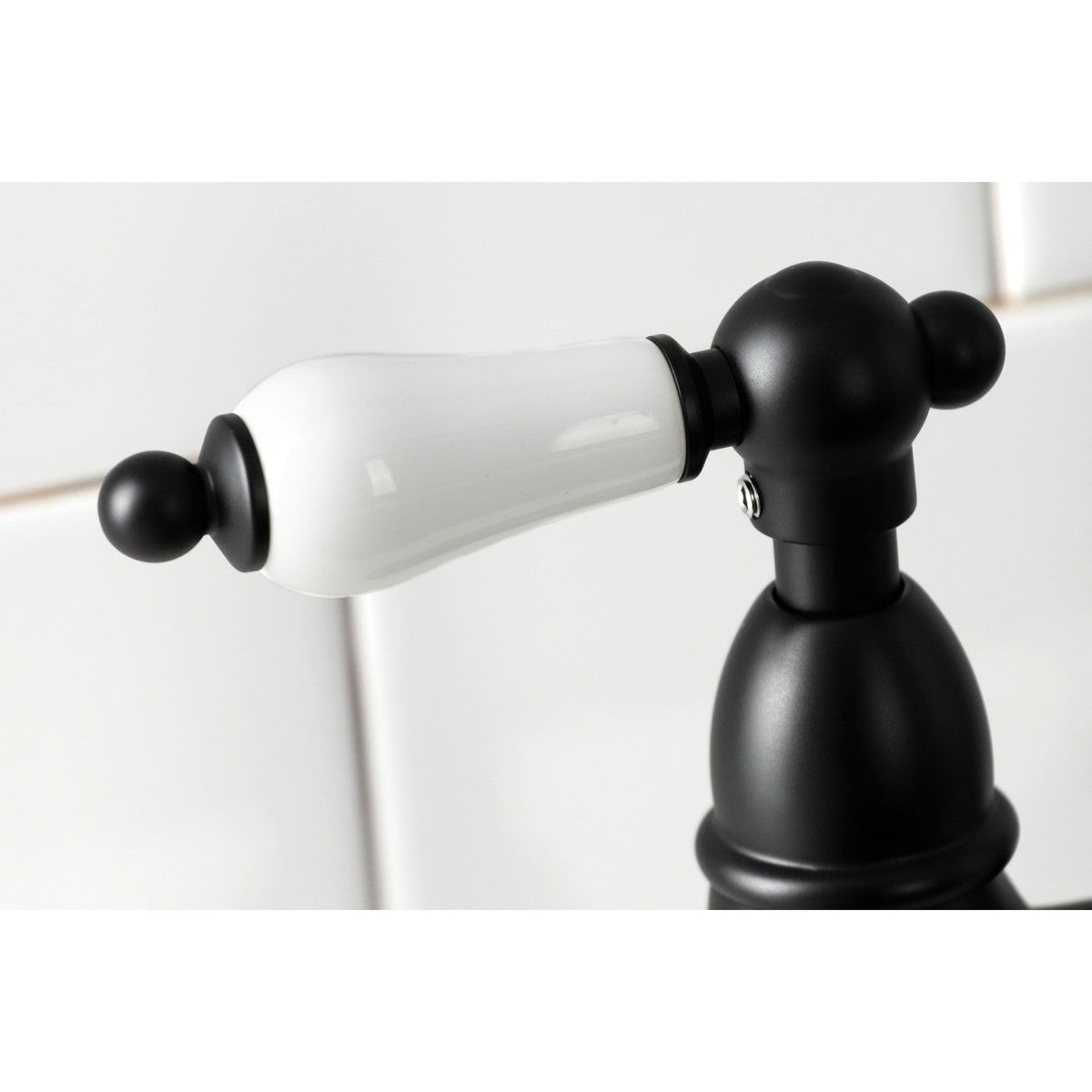 Heritage Bridge Kitchen Faucet with Brass Side Sprayer in Matte Black