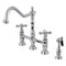 Kingston Brass Heritage Bridge Kitchen Faucet with Brass Side Sprayer, Polished Chrome (KS1271AXBS)