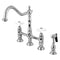 Kingston Brass Heritage Bridge Kitchen Faucet with Brass Side Sprayer, Polished Chrome (KS1271PXBS)