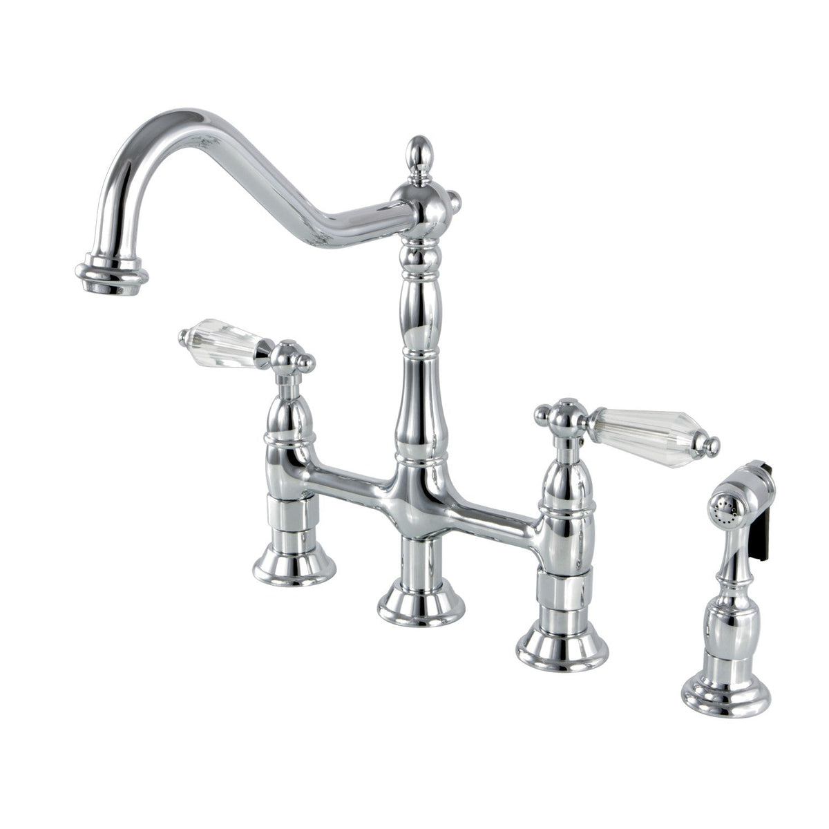Wilshire Bridge Kitchen Faucet with Brass Side Sprayer in Polished Chrome