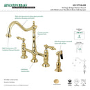 Kingston Brass Heritage Bridge Kitchen Faucet with Brass Side Sprayer, Polished Brass (KS1272ALBS)
