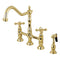 Kingston Brass Heritage Bridge Kitchen Faucet with Brass Side Sprayer, Polished Brass (KS1272AXBS)