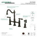 Kingston Brass Heritage Bridge Kitchen Faucet with Brass Side Sprayer, Oil Rubbed Bronze (KS1275ALBS)
