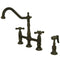 Kingston Brass Heritage Bridge Kitchen Faucet with Brass Side Sprayer, Oil Rubbed Bronze (KS1275AXBS)