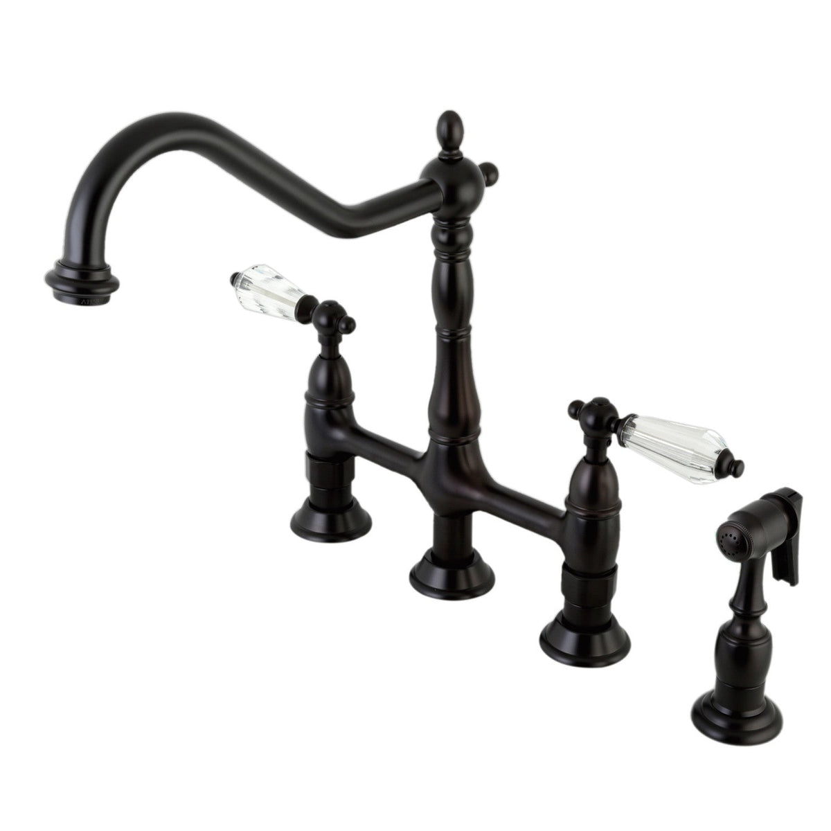 Wilshire Bridge Kitchen Faucet with Brass Side Sprayer in Oil Rubbed Bronze