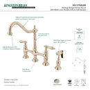 Kingston Brass Heritage Bridge Kitchen Faucet with Brass Side Sprayer, Polished Nickel (KS1276ALBS)