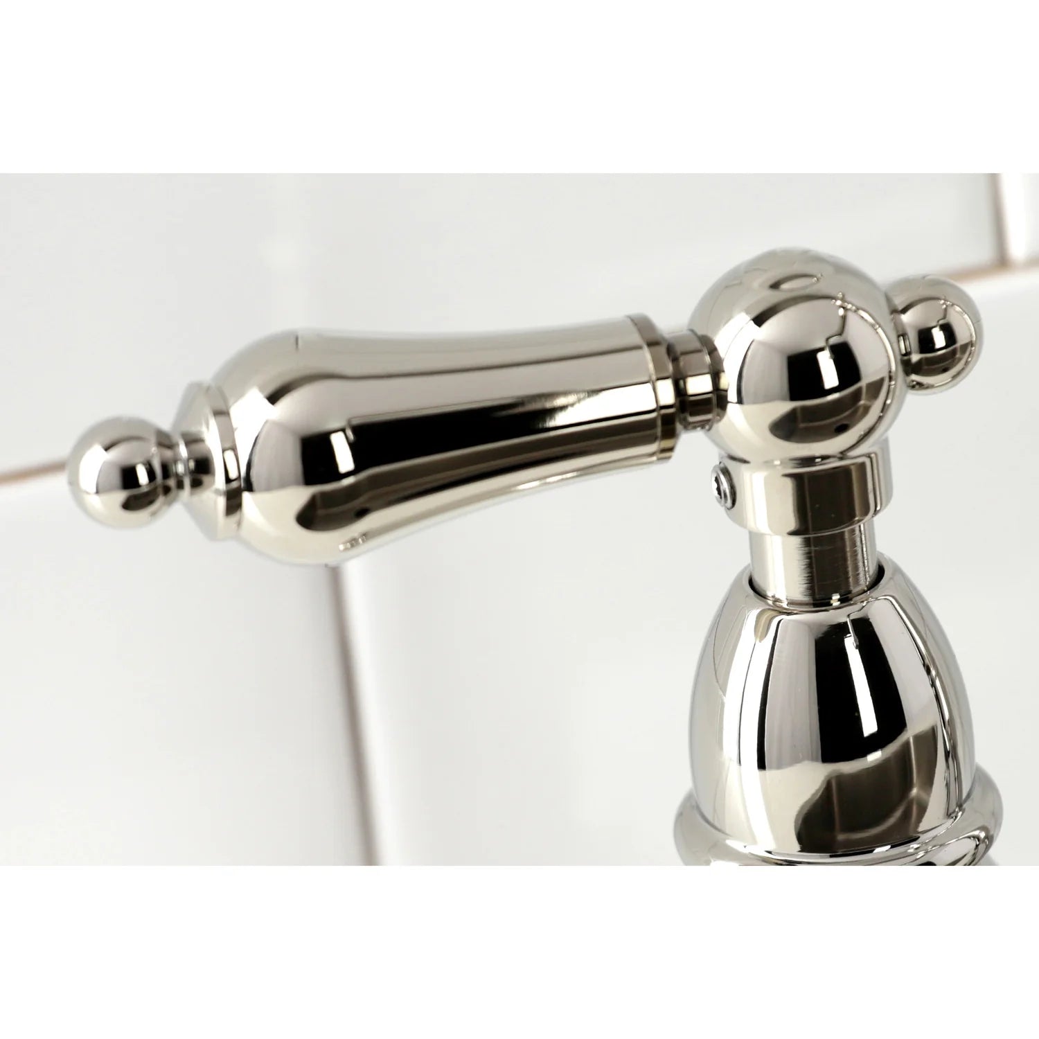 Polished nickel side sprayer arm and nozzle for bridge kitchen faucet