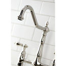 Kingston Brass Heritage Bridge Kitchen Faucet with Brass Side Sprayer, Polished Nickel (KS1276ALBS)