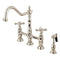 Kingston Brass Heritage Bridge Kitchen Faucet with Brass Side Sprayer, Polished Nickel (KS1276AXBS)