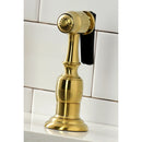 Kingston Brass Heritage Bridge Kitchen Faucet with Brass Side Sprayer, Brushed Brass (KS1277ALBS)