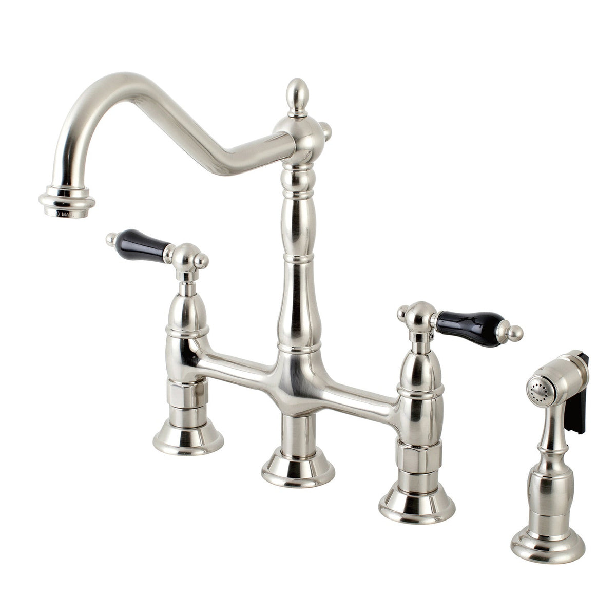 Duchess Bridge Kitchen Faucet with Brass Side Sprayer in Brushed Nickel