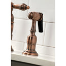 Kingston Brass Heritage Bridge Kitchen Faucet with Brass Side Sprayer, Antique Copper (KS127ALBSAC)