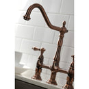 Kingston Brass Heritage Bridge Kitchen Faucet with Brass Side Sprayer, Antique Copper (KS127ALBSAC)