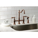 Kingston Brass Heritage Bridge Kitchen Faucet with Brass Side Sprayer, Antique Copper (KS127ALBSAC)
